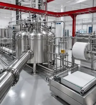 Stainless steel blending tanks and filling line
