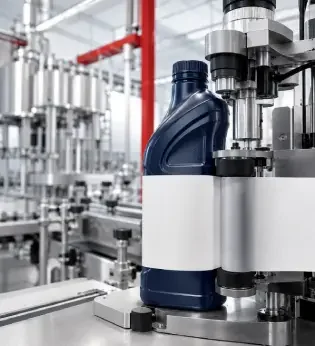 Private label bottle being filled and labelled